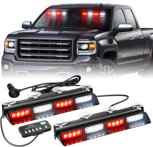 Miniatura 13 de XRIDONSEN Luces estroboscópicas de emergencia para salpicadero, advertencia intermitente de seguridad ámbar con controlador de pantalla digital