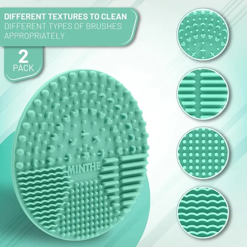 Miniatura 3 de MINTHE Alfombrilla limpiadora de brochas de maquillaje Paquete de 2 Almohadilla de limpieza de maquillaje de silicona