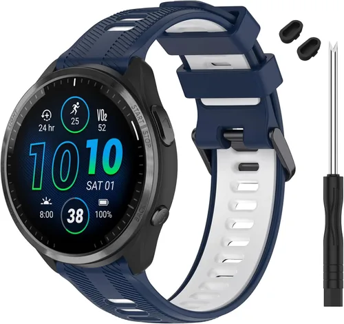 Miniatura 23 de Correa compatible con reloj Garmin Forerunner 965 – Correa de repuesto de silicona suave para reloj inteligente 965 para mujeres y hombres
