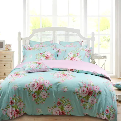 Miniatura 2 de FADFAY Juego de funda de edredón con diseño floral desgastado rosa, 100% algodón, 3 piezas, juego de ropa de cama estilo rústico, 1 funda de edredón