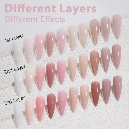 Miniatura 3 de SHOYUM Jelly Nude Juego de Esmaltes de Uñas de Gel, 10 Piezas Kit de Esmalte en Gel Transparente Blanco Lechoso Rosa UV LED Colores Barniz Arte