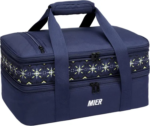 Miniatura 14 de MIER - Porta ollas doble aislada térmica para comidas, bolsa de almuerzo para fiestas de comida, pícnic, playa, se adapta a cacerola de 9 x 13