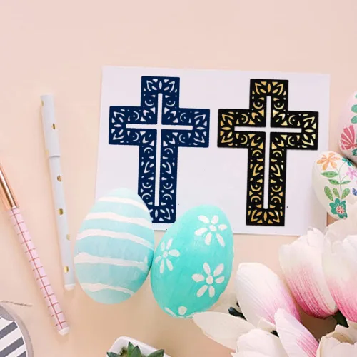 Miniatura 4 de Hying Troqueles de corte de marco cruzado de religión de Pascua para hacer tarjetas y decoraciones de álbumes de fotos, troqueles de cruz hueca