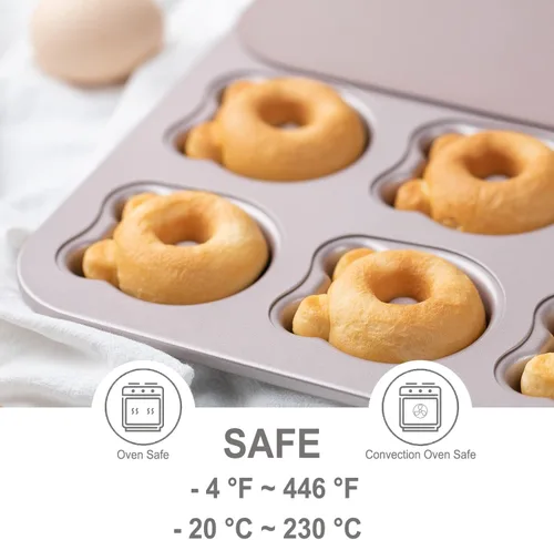 Miniatura 5 de CHEFMADE Molde de donas para tartas, 12 cavidades antiadherentes en forma de oso para hornear al horno (dorado champán)