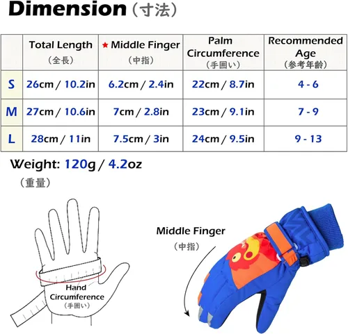 Miniatura 2 de TRIWONDER Guantes de esquí para niños y niñas, para invierno, para clima frío, resistente al viento, cálidos, para snowboard y deportes