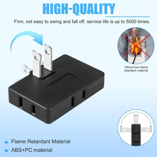 Miniatura 4 de Romeda Paquete de 3 Extensores de Tomacorriente de Pared Plana de CA Adaptador de Enchufe Plano, Adaptador de Pared Plegable de 3 Vías Multi Enchufe