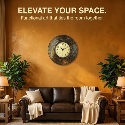 Miniatura 8 de Lulu Decor, reloj de pared de mosaico ámbar báltico, redondo, decorativo, estilo árabe, diámetro 19 pulgadas, tamaño de dial 9 pulgadas, perfecto