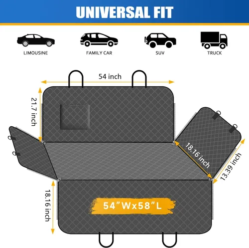 Miniatura 2 de Funda de asiento de automóvil para perro con bolsillo de almacenamiento, hamaca para perro que protege contra la suciedad, fundas de asiento