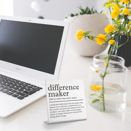 Miniatura 5 de Difference Maker - Letrero de decoración de oficina para mujer, regalos de agradecimiento para profesores, mentores, líderes, entrenadores, jefes