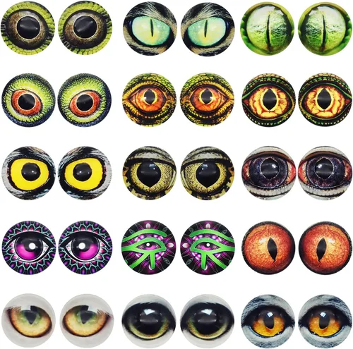 Miniatura 7 de 100 piezas de búho, serpiente, lagarto, ojos de animales, cabujón de cristal para hacer muñecas de arcilla, esculturas, accesorios