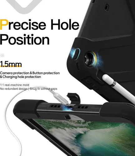 Miniatura 8 de BRAECN Funda para iPad 6ª/5ª Generación, Funda iPad 9.7 2018/2017 - Resistente a Prueba de Golpes con Soporte para Lápices, Correa de Hombro