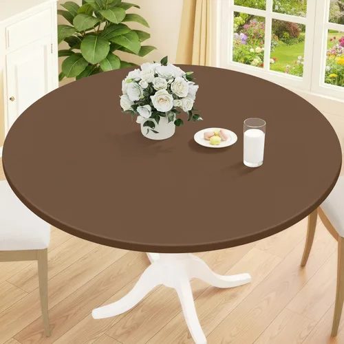 Miniatura 53 de Smiry Mantel redondo de pícnic, fundas de mesa elásticas impermeables para mesas de 18 a 24 pulgadas, manteles de vinilo con parte trasera