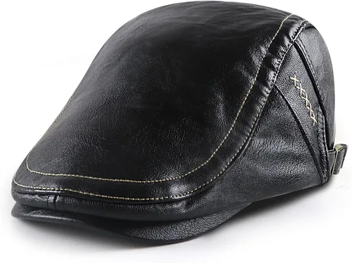 Miniatura 13 de Gorra de hiedra para hombre, sombrero de cuero de PU para hombre, boina ajustable, gorra plana de golf, gorra plana Gatsby, sombrero de pesca