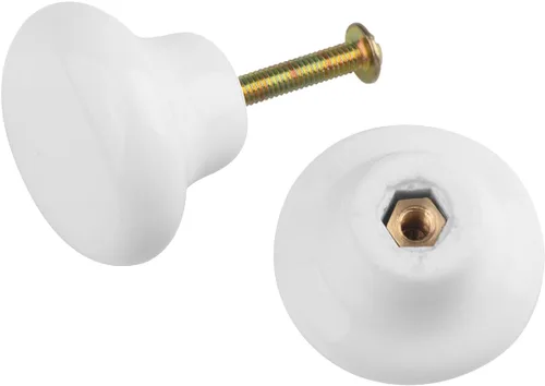 Miniatura 3 de Paquete de 40 pomos de cerámica blanca para gabinete, pomos de cerámica brillante, manijas de cajón, pomos de armario para cocina, oficina, baño