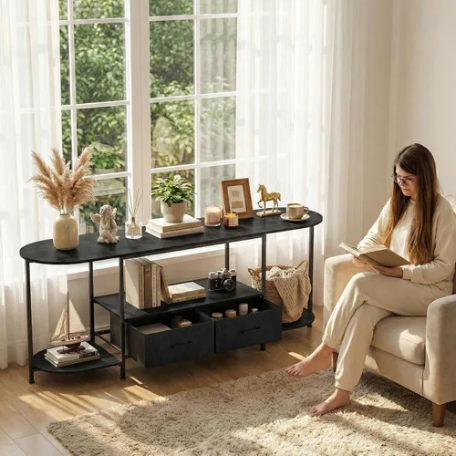 Miniatura 2 de Faesun Soporte de TV de 55 pulgadas para televisores de hasta 55 pulgadas, consola multimedia de borde curvado y centro de entretenimiento con 2