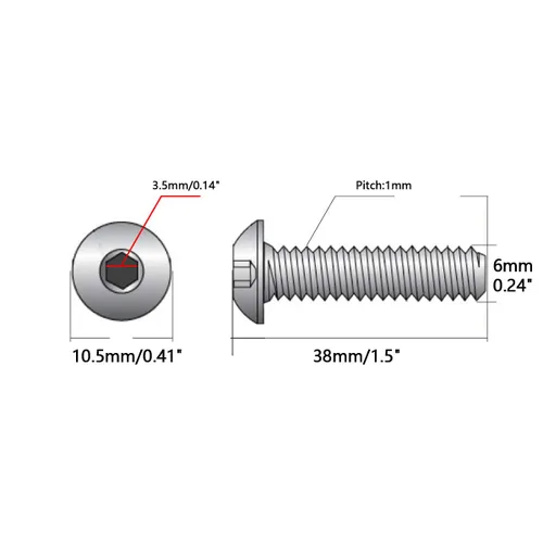 Miniatura 3 de NGe Tornillos de cabeza de botón M6x35mm, acero de aleación, totalmente roscados, unidad hexagonal Allen (M6 x 35, 30 unidades)