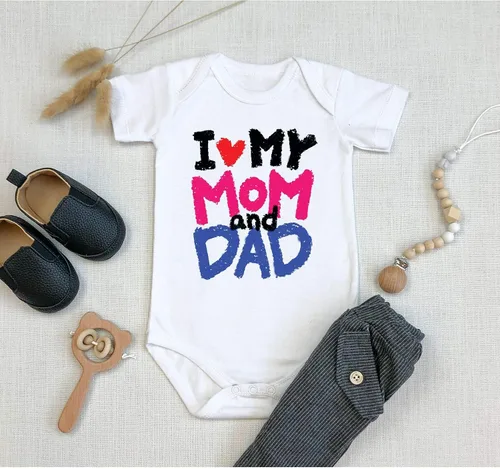 Miniatura 3 de TripleBDesigns I Love My Mom and Dad - Mameluco para bebé recién nacido