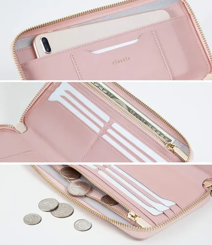Miniatura 3 de SERMAN BRANDS Billeteras clásicas de embrague para mujer con bloqueo RFID. Cartera con soporte para teléfono
