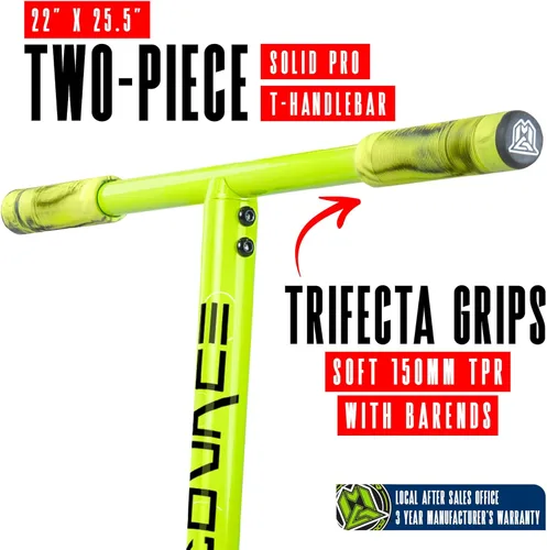 Miniatura 4 de Patinete de Trampolín Pro Madd Gear para Trucos – Tubo de Dirección Real, T-Bar Pro, Plataforma de Espuma – Práctica de Acrobacias Interior y Verde