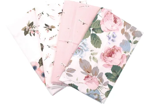 Paquete de tela de patchwork con patrón de flores, 4 unidades, 18.9 x 18.9 in, cuadrados, acolchado, álbumes de recortes, costura, manualidades,
