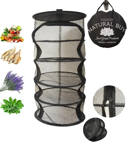 Rejilla de secado micro colgante de 9 pulgadas y 5 niveles para interior/armario, para hierbas, plantas, organizador, ambientador, pantalla negra
