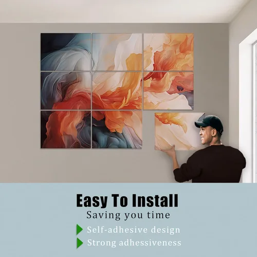 Miniatura 5 de Paquete de 9 paneles acústicos de arte para pared, paneles absorbentes de sonido de 48 x 36 pulgadas, paneles decorativos de amortiguación