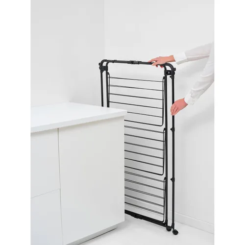 Miniatura 7 de Brabantia HangOn Tower - Tendedero de ropa con ruedas, 76 pies (75.5 ft) Negro mate Aireador alto de ropa interior de 3 niveles con estantes