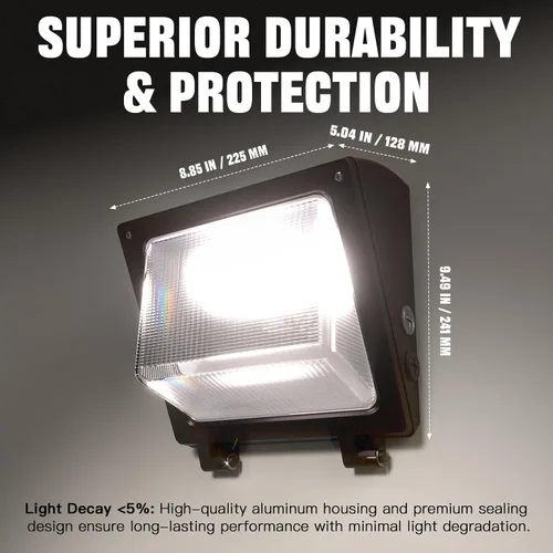 Miniatura 3 de Paquete de luz LED de pared de 75/65/50 W con sensor de atardecer a amanecer, 11250 LM 6000/5000/4000K LED de seguridad de inundación, luces