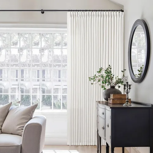 Miniatura 36 de Cortinas de lino natural con pliegues fruncidos de 120 pulgadas de largo para sala de estar, cortinas plisadas con ganchos y lengüeta trasera