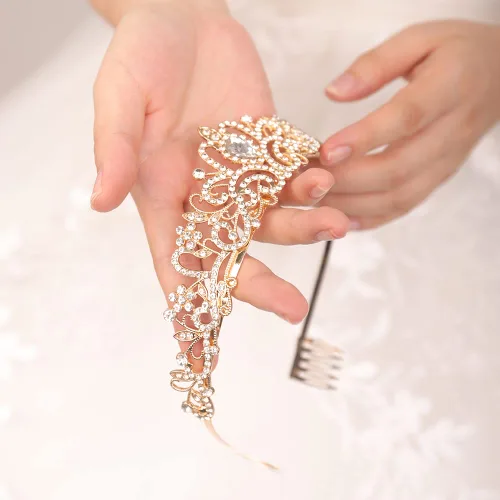 Miniatura 4 de JWICOS Corona de tiara de cristal para mujeres y niñas, elegante corona de princesa con peines, tiaras para mujeres, nupciales, bodas, bailes