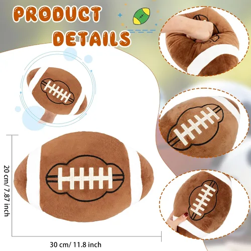 Miniatura 2 de 2 almohadas de felpa de fútbol de 12 pulgadas, almohadas de fútbol suaves para niños, suministros de fiesta de cumpleaños, regalos para decoración