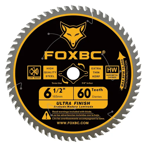 Miniatura 4 de FOXBC Hoja de sierra circular de 6-1/2 pulgadas 40T 60T Paquete Combo, Acabado Ultra Fino para Corte de Madera, Ranura Delgada con Árbol de 5/8