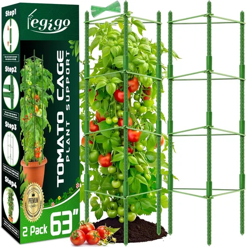 Miniatura 9 de Legigo Paquete de 4 jaulas de tomate de 4 pies para soporte de plantas de jardín, estacas de jardín de hasta 48 pulgadas, jaula de tomate