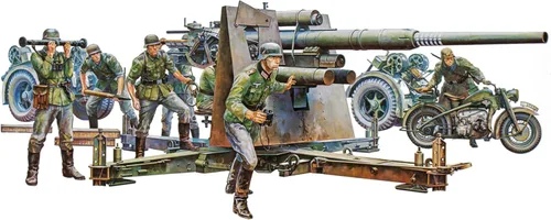 Miniatura 6 de Pistola modelo alemán 3.4 in Tamiya Flak 36.37 Juego