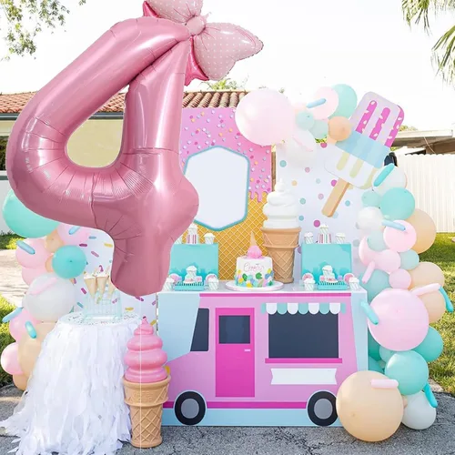 Miniatura 4 de HIBILDER 2 globos rosados del número 6 y mini lazo, decoraciones de fiesta de cumpleaños de 40 pulgadas, suministros de fiesta de sexto para niñas