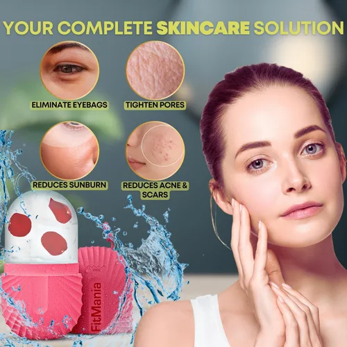 Miniatura 4 de Rodillo de hielo para cara con 2 cabezales de alta calidad, rodillo de hielo facial para cuidado de la piel de todo tipo, rodillo de hielo facial