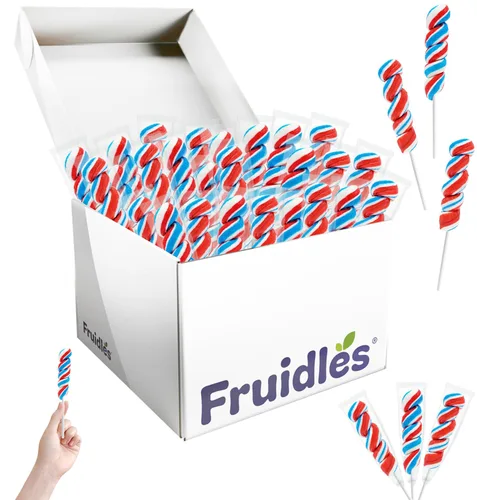 Miniatura 4 de Paleta patriótica Twist de 12 unidades, sabor a fruta mixta de color rojo, azul y blanco estadounidense, envuelta individualmente, ventosa de 3