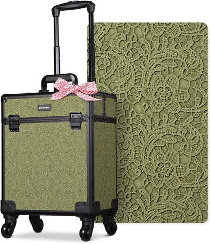Miniatura 68 de BYOOTIQUE estuche rodante para maquillaje 4 en 1, con cerradura, maletín tipo trolley para cosméticos, con 4 ruedas extraíbles, organizador de viaje