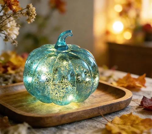 Miniatura 7 de Mercury Glass Pumpkin Light with Timer, with 10 Fairy Lights Inside,Battery Operated Led Pumpkin Light,Ideal for Halloween Fall Decoration
