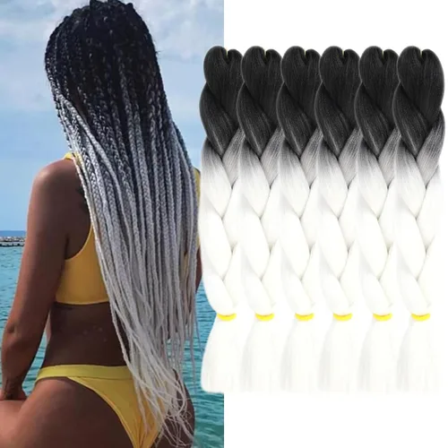 Miniatura 47 de Beige (613#) 6 paquetes de cabello trenzado de 24 pulgadas, de fibra sintética, sin picazón, extensiones de cabello para trenzar jumbo, textura