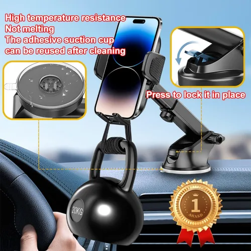 Miniatura 2 de HZEL Soporte de teléfono para automóvil, 2 en 1, soporte para ventilación de aire automotriz para parabrisas de salpicadero, soporte ajustable