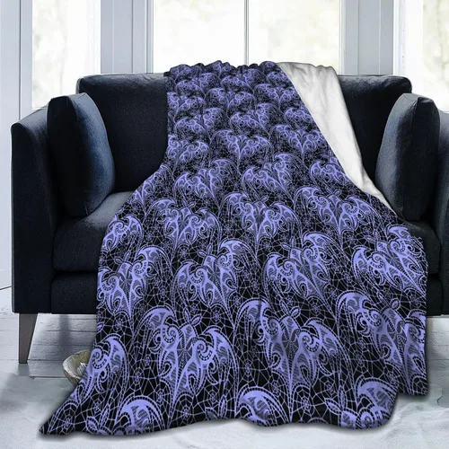 Miniatura 5 de Manta de microforro polar ultra suave con patrón de murciélago para cama, sofá y sofá, gruesa 50 x 40 pulgadas