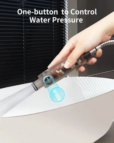 Miniatura 2 de Cabezal de ducha de mano con 9 modos para piel seca y cabello con boquilla de filtro de alta presión extraíble para limpiar azulejos, bañera