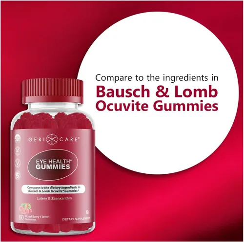 Miniatura 3 de GeriCare Gomitas de apoyo para los ojos, suplemento diario de luteína y zeaxantina para la salud de la visión, de origen natural, a base de plantas