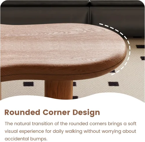 Miniatura 7 de Mesa de centro Mid-Century Modern Cloud con mesa espaciosa, mesa central irregular de 35.43 pulgadas de ancho con 4 patas sólidas, mesa de té