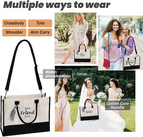 Miniatura 5 de CRSTAFU Bolsos personalizados para mujer, regalos con monograma para el día de la madre, bolsa de mano para la playa de novia, bolsa de lona