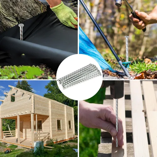 Miniatura 6 de 60 estacas de jardín galvanizadas de metal en espiral de 8 pulgadas, estacas de jardín de metal galvanizado no óxido, clavos de jardín para césped