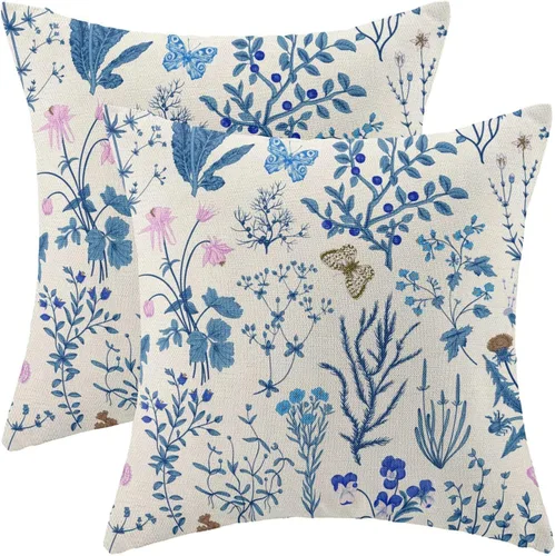 Miniatura 19 de AEIOAE Fundas de Almohada de Primavera 12x20 Pulgadas Juego de 2, Fundas de Almohadas Decorativas de Flores Silvestres y Plantas Verde Salvia
