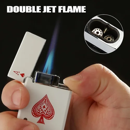 Miniatura 4 de Ace Classic Encendedor de Antorcha de Butano, Encendedor de Tarjeta Recargable con Doble Llama de Chorro y Ventana Visible, Regalo Ideal