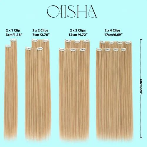 Miniatura 5 de CAISHA XXL - Juego de 8 extensiones de cabello con clip de 24 pulgadas, extensiones de cabello lacio rojo burdeos CES10